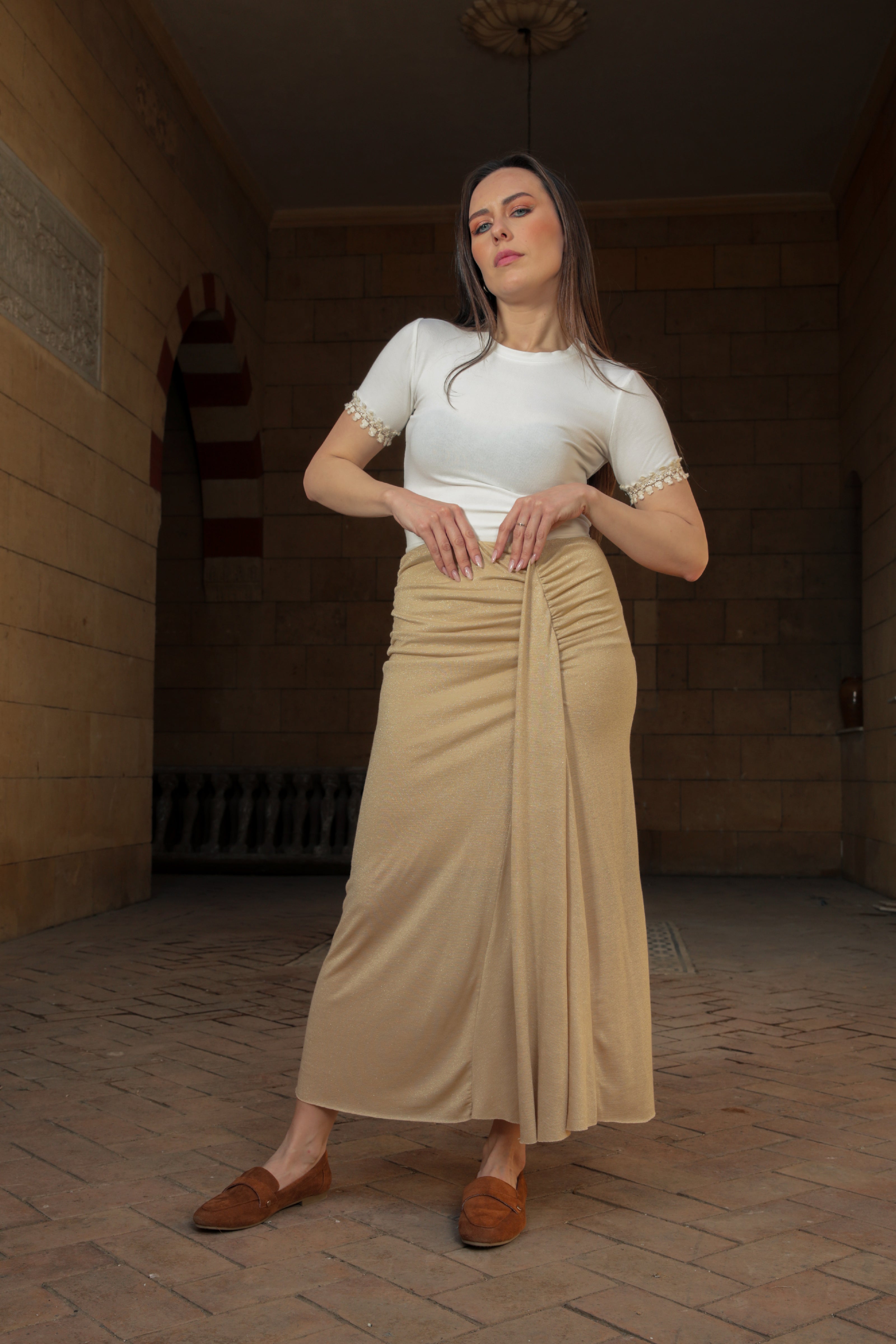 Gold Rib Shiny Skirt S24079