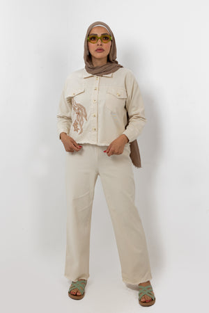 Beige gabardine set (jacket+pants)s24131