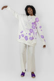 WHITE X PURPLE MILTON PRINTED SWEAT SHIRT CHEST & SLEEVES S24145