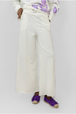 White MILTON KNIT PANTS  WITH BELT  WIDE LEG S24151