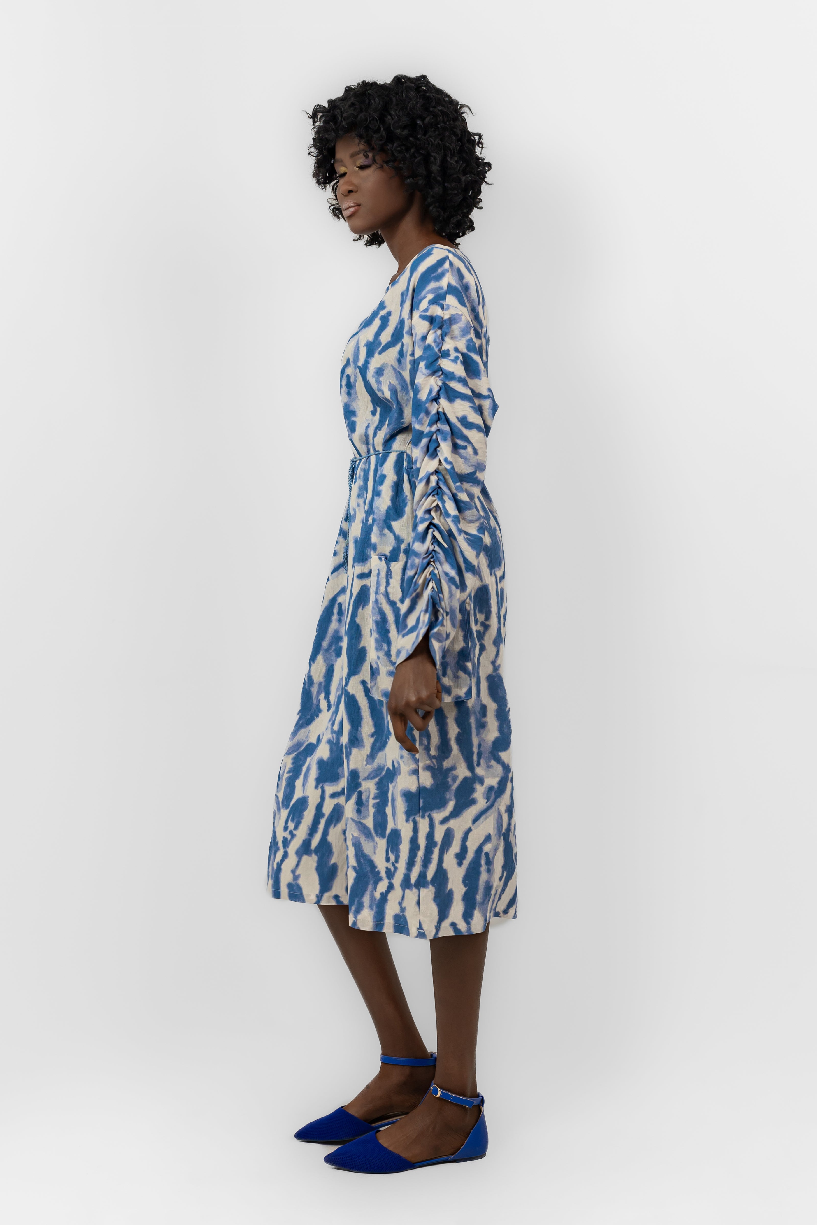 BLUE LINEN Zebra Dress S24019