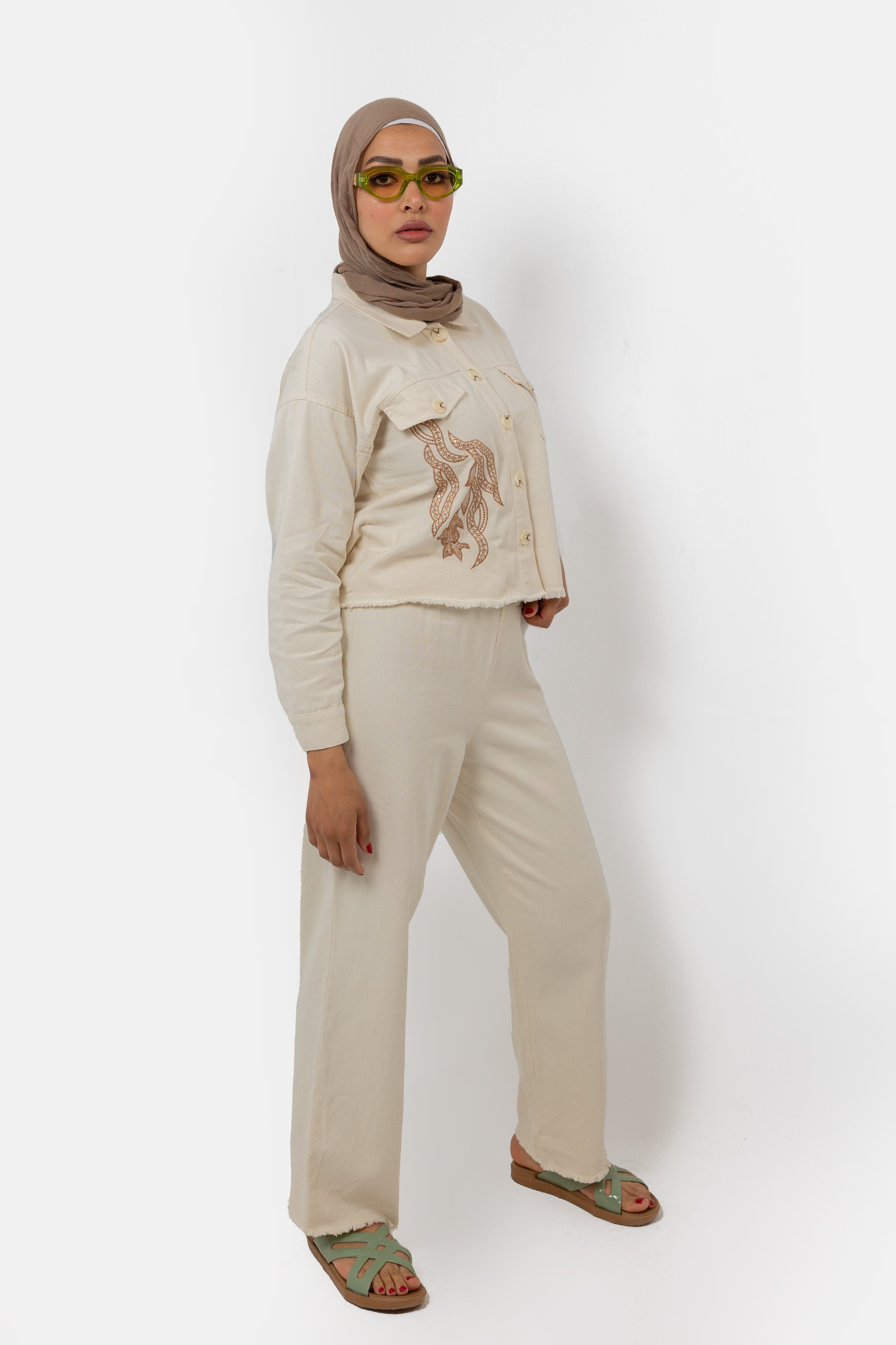 BEIGE GABARDINE SET (JACKET + PANTS ) S24131