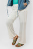 White TINSIL STRAIGHT LEG ELASTIC WAIST PANTS S24134