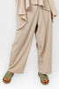 BEIGE CRASH ELASTIC WAIST PANTS S24053