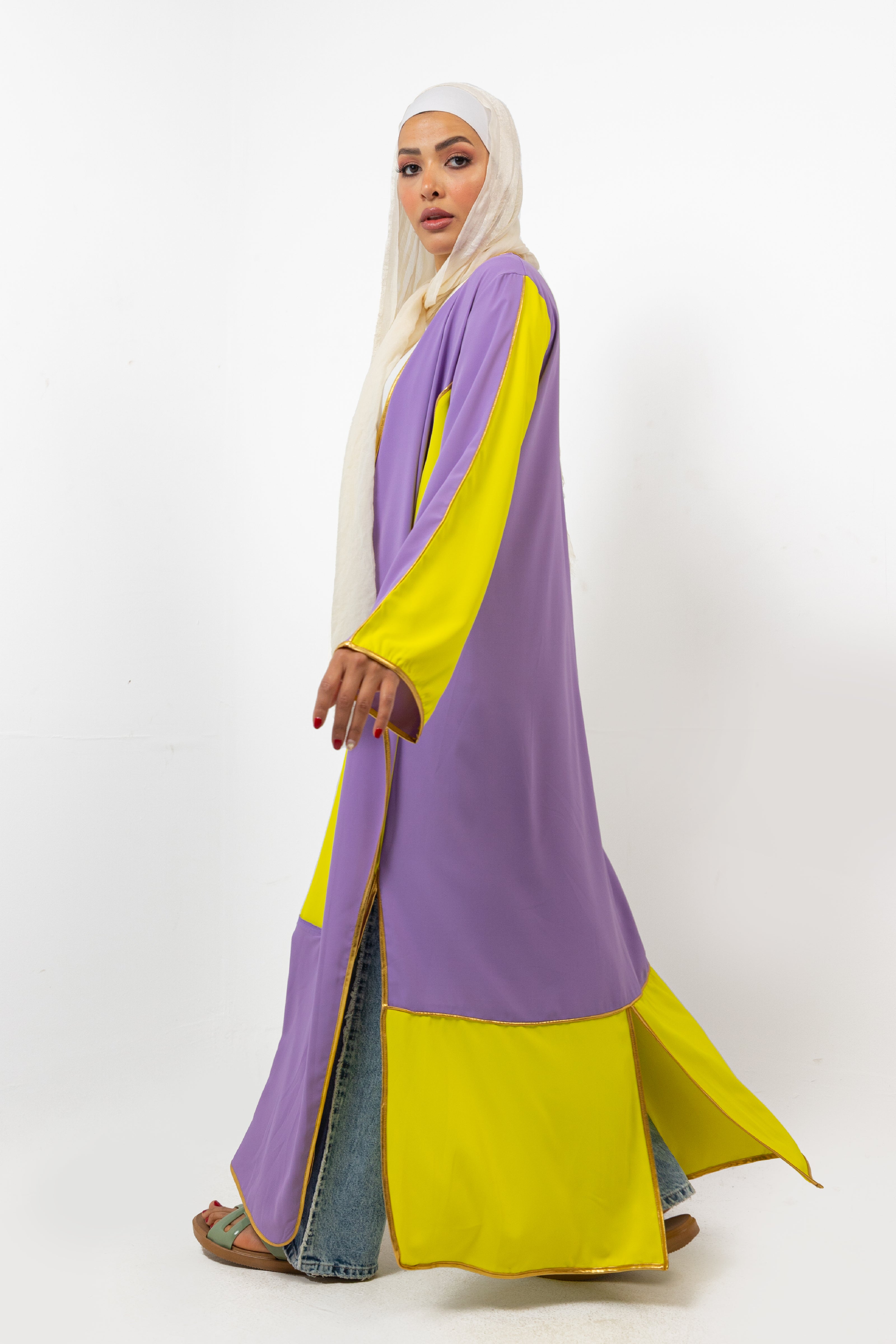 PURPLE LONG KIMONO CUT & SAW S24035