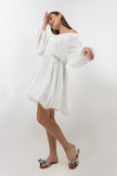 White CHIFFON Beach-Babe Off Shoulder Dress  S24081