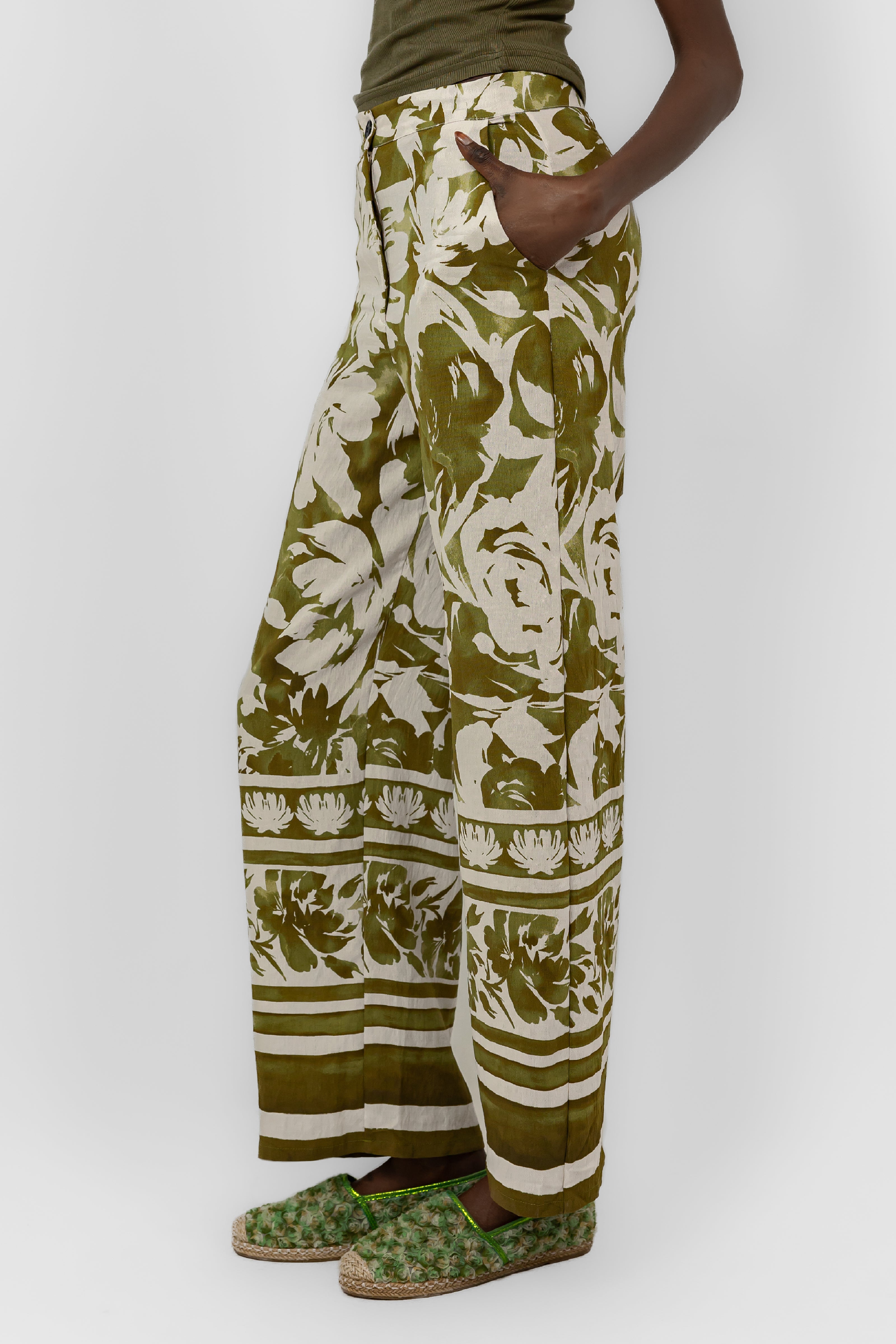 LEMON LINEN PRINTED PANTS S24022