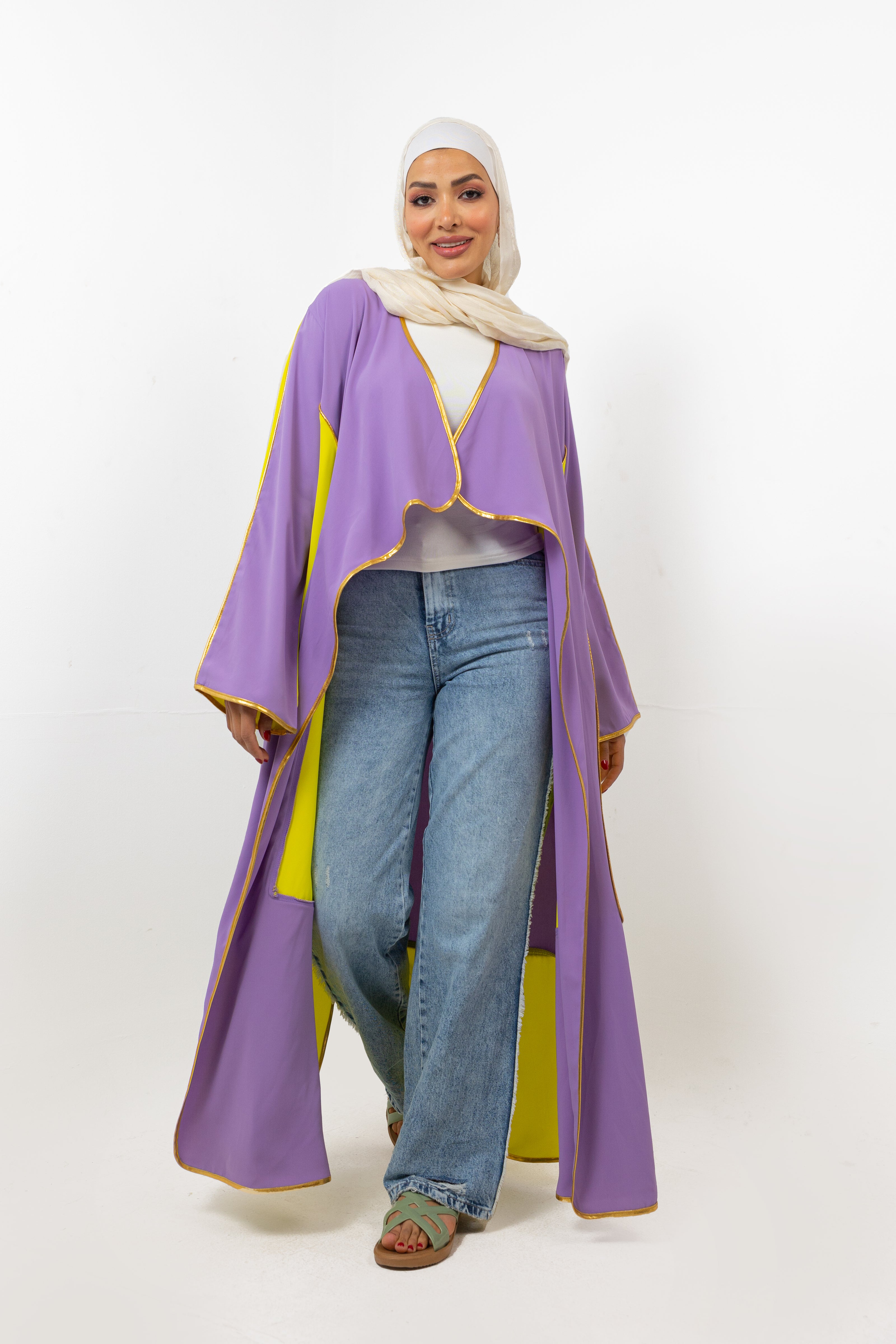 PURPLE LONG KIMONO CUT & SAW S24035