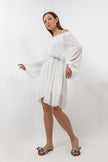 White CHIFFON Beach-Babe Off Shoulder Dress  S24081