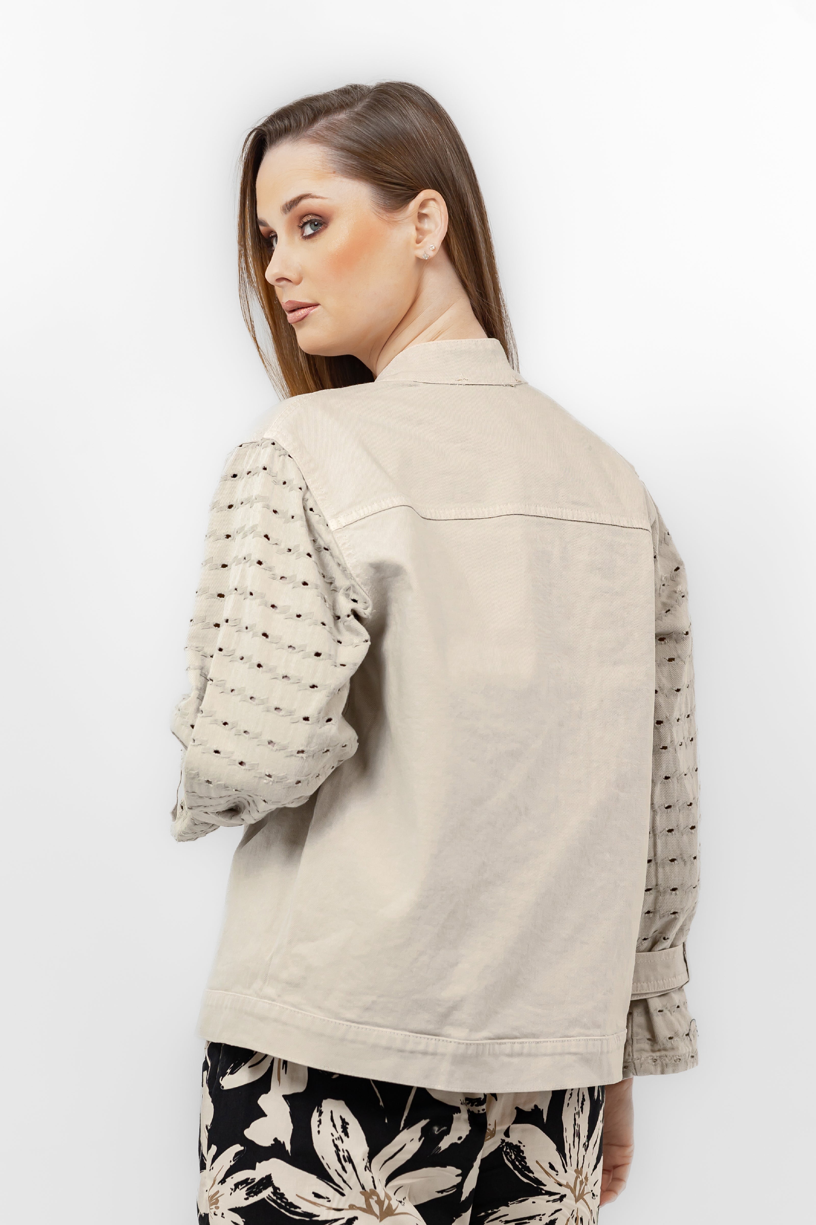 Beige gabardine jacket s24142