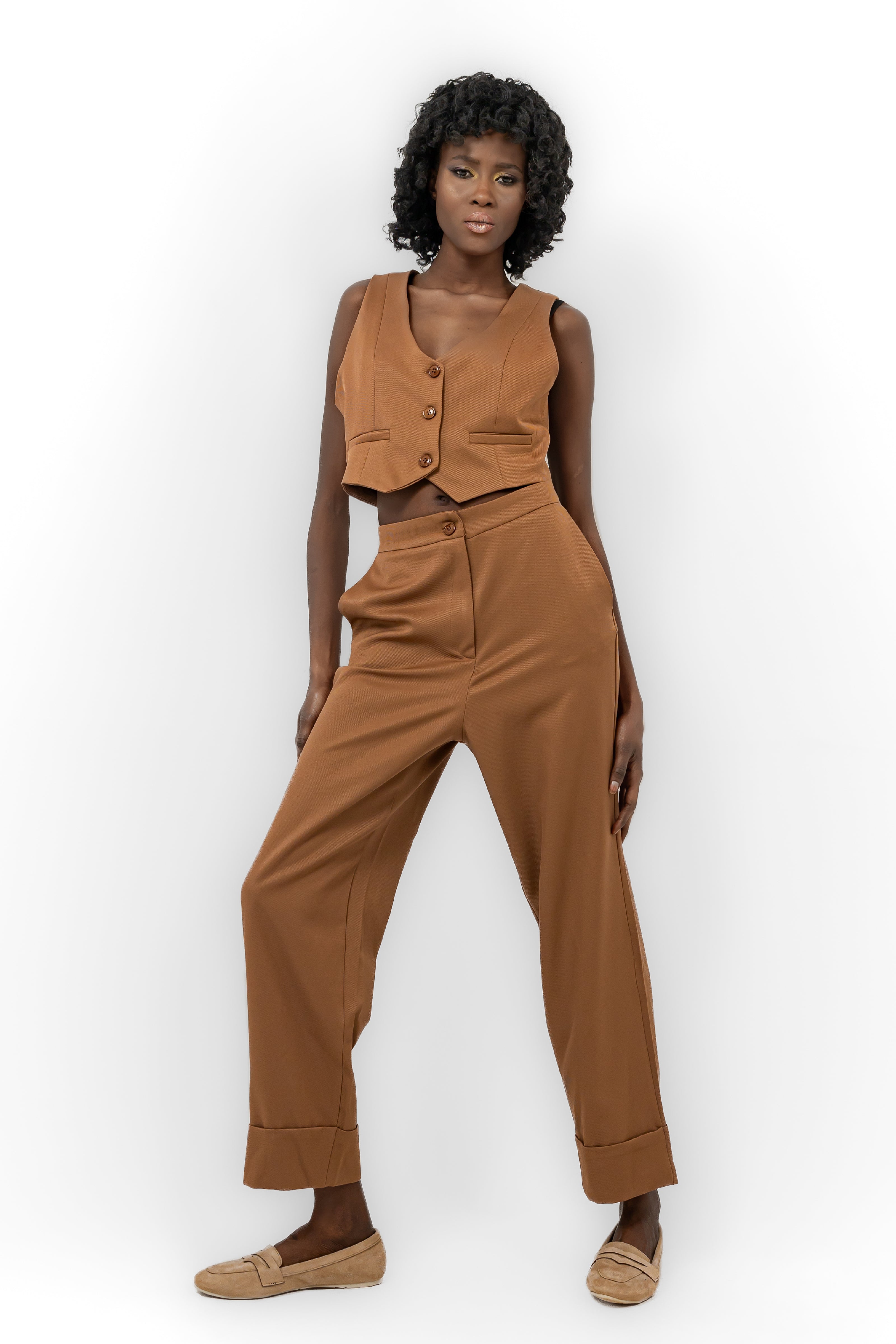 BROWN BARBIE TWILL SHORT PANT CHINO POCKET S24099