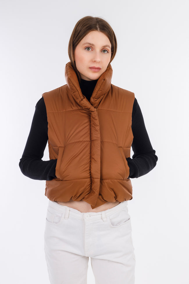 Brown Short Bump Vest-w24099