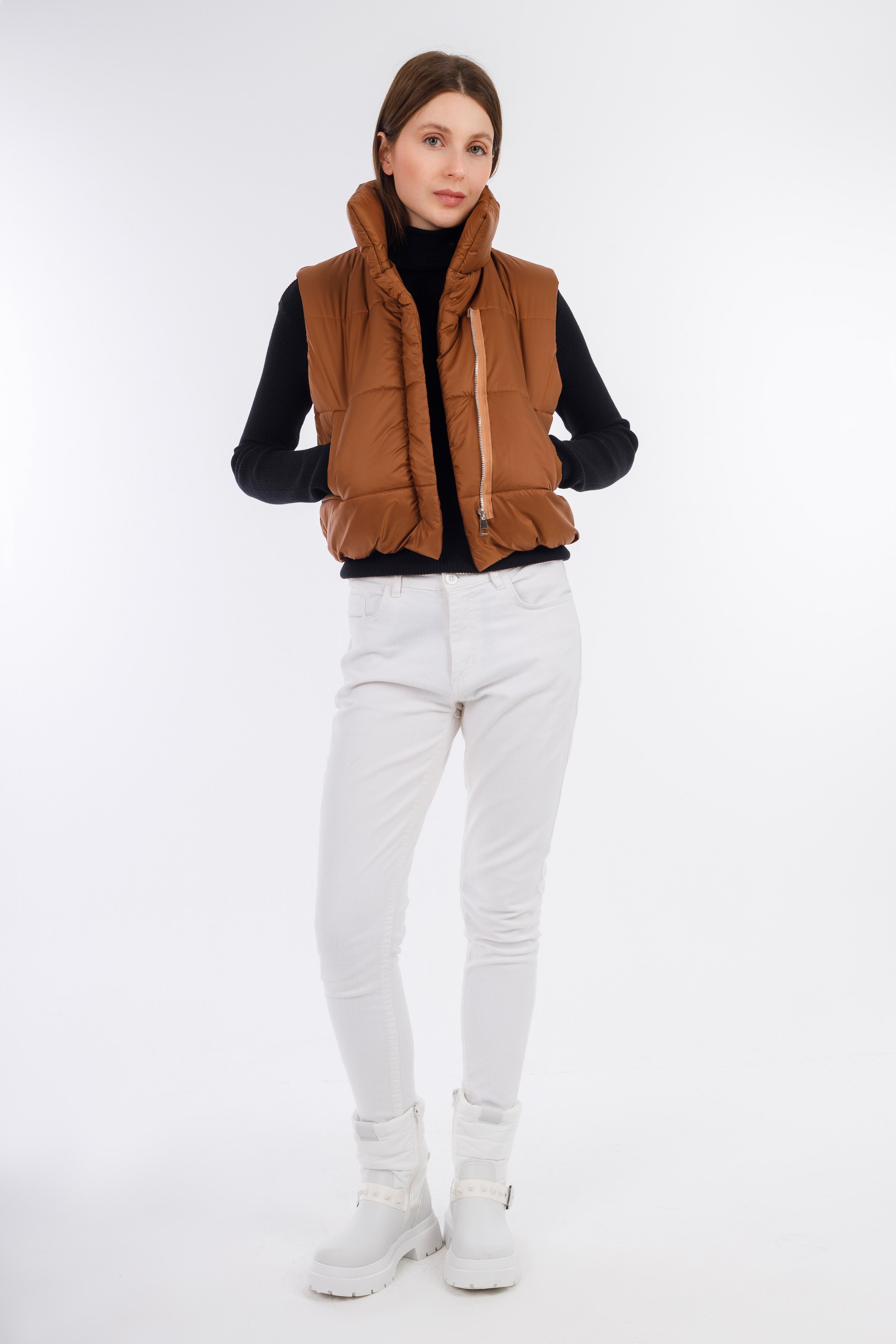 Brown Short Bump Vest-w24099