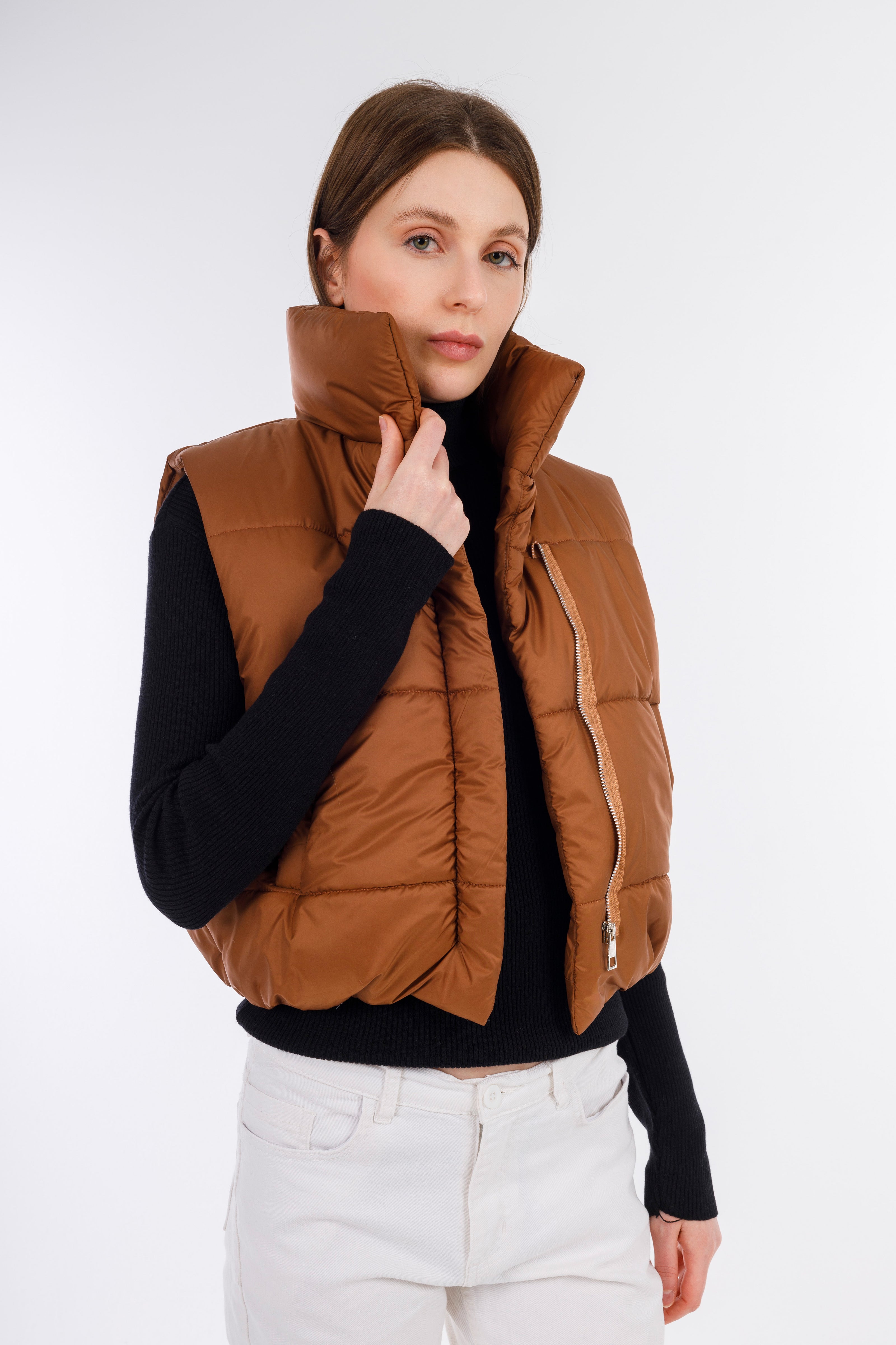 Brown Short Bump Vest-w24099