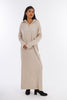 Beige Hooded-Haven V-neck DRESS-w24028