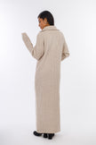 Beige Hooded-Haven V-neck DRESS-w24028