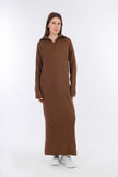 Brown Hooded-Haven V-neck DRESS-w24028