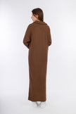 Brown Hooded-Haven V-neck DRESS-w24028