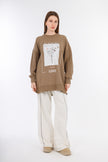 Brown Sweatshirt Bottom Print-w24042