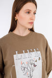 Brown Sweatshirt Bottom Print-w24042