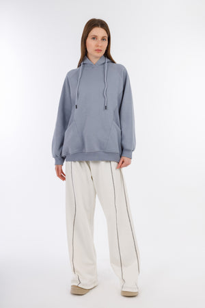 Grey Hoodie Sweatshirt 2 Pockets-w24048