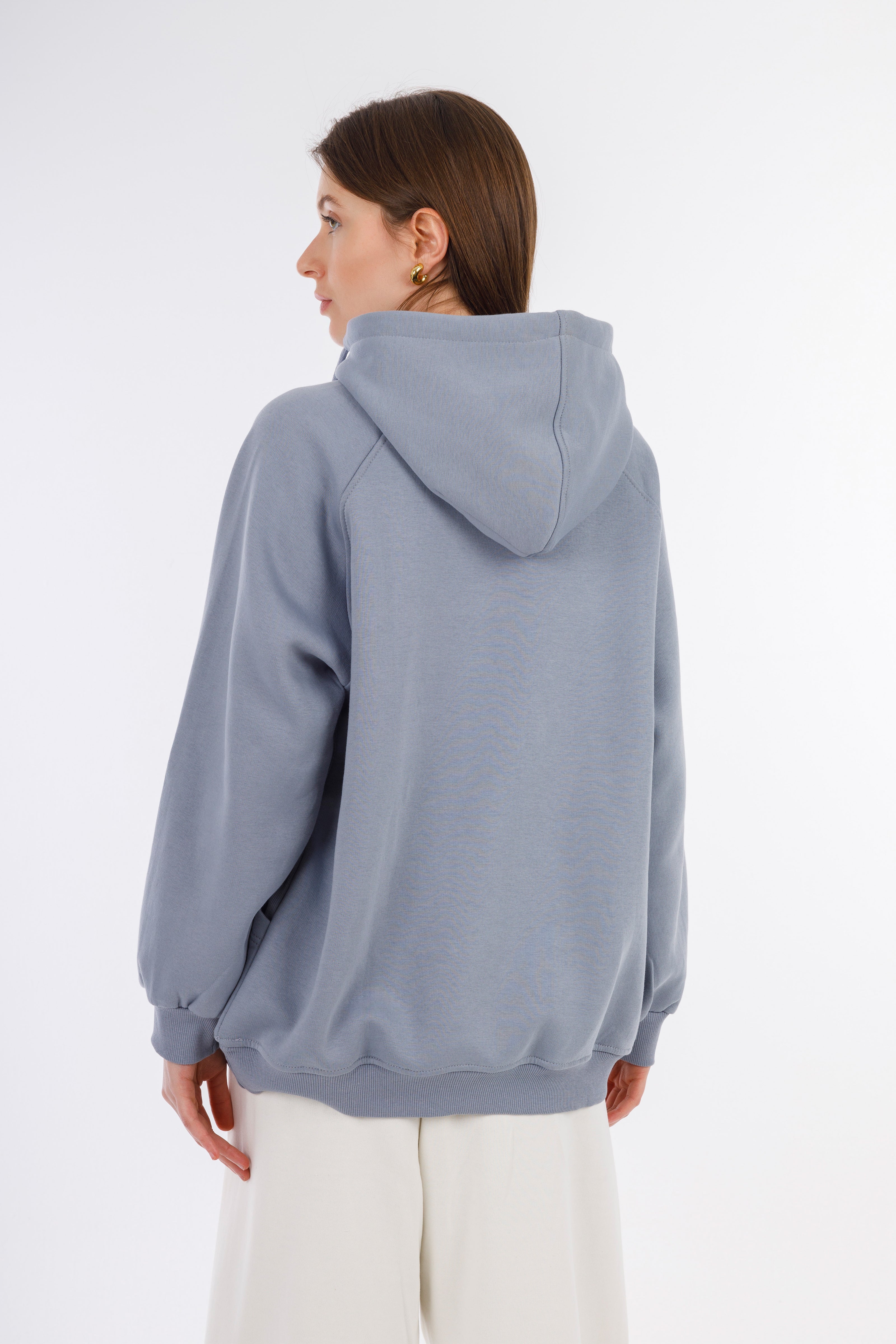 Grey Hoodie Sweatshirt 2 Pockets-w24048