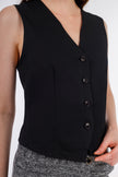 Black barbie twill vest with 4 buttons s24222