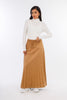 Camel Suede Long Skirt Full Pleats-W24086