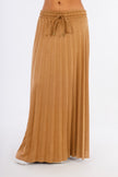 Camel Suede Long Skirt Full Pleats-W24086