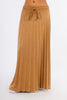 Camel Suede Long Skirt Full Pleats-W24086