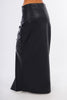 Black Leather Full Pleats Skirt-W24092