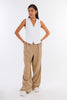 Beige Straight Stripped Pants-W24064