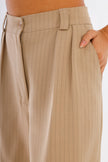 Beige Straight Stripped Pants-W24064