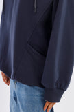 Navy Hoodie Sweatshirt 2 Pockets-w24048