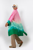 FUSHIA SATIN LONG PRINTED KIMONO TIED DAYING S24100