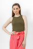 OLIVE REB SLEEVE LESS TOP S24140