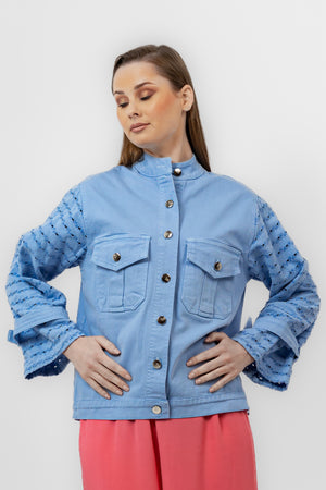 Blue gabardine jacket-s24142