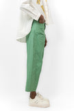 GREEN GABARDINE CARROT PANTS S24108