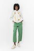 GREEN GABARDINE CARROT PANTS S24108