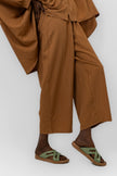 BROWN CRASH ELASTIC WAIST PANTS S24053