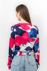 FUSHIA SATIN SHORT PRINTED BLOUSE S24047