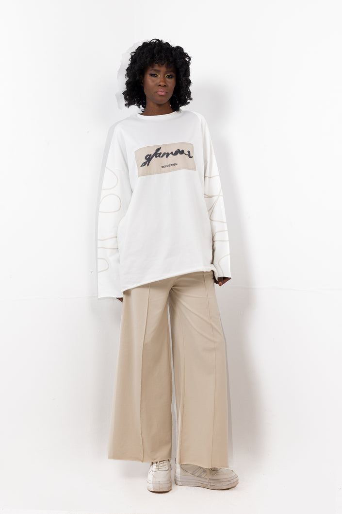 White*Beige Milton Printed Sweatshirt-S24144