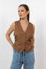 BROWN BARBIE TWILL HIDDEN BUTTONS VEST S24060