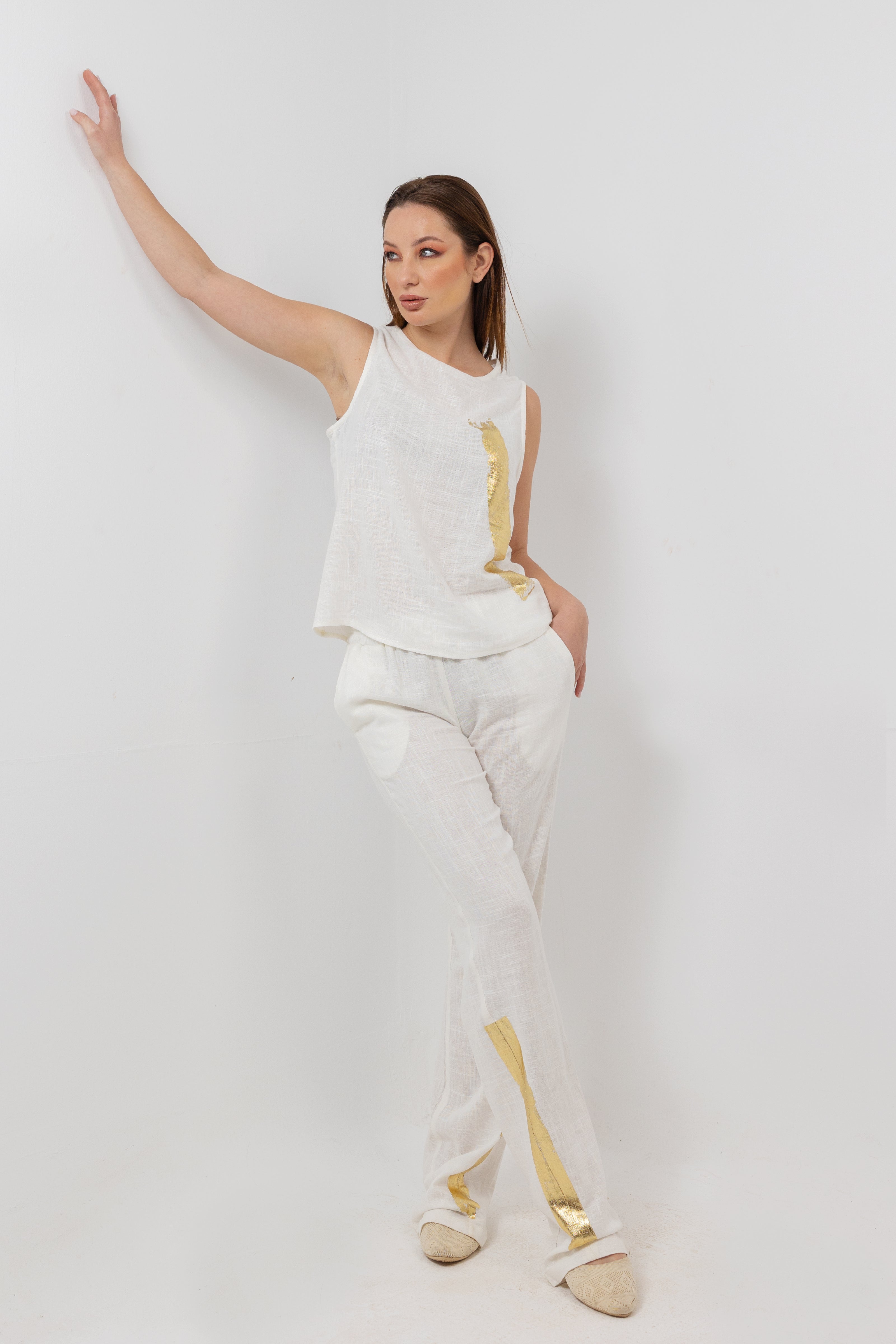 White Linen TOP SLEEVE LESS S24066