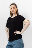 BLACK RIB SHORT SLEEVE T-SHIRT S24123