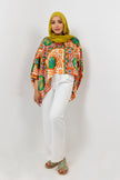 ORANGE SATIN PRINTED PONCHO S24051