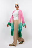 FUSHIA SATIN LONG PRINTED KIMONO TIED DAYING S24100