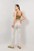 OLIVE LINEN PRINTED SHORT TOP S24015