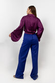 PURPLE SATIN PLAIN CLASSIC BLOUSE S24046