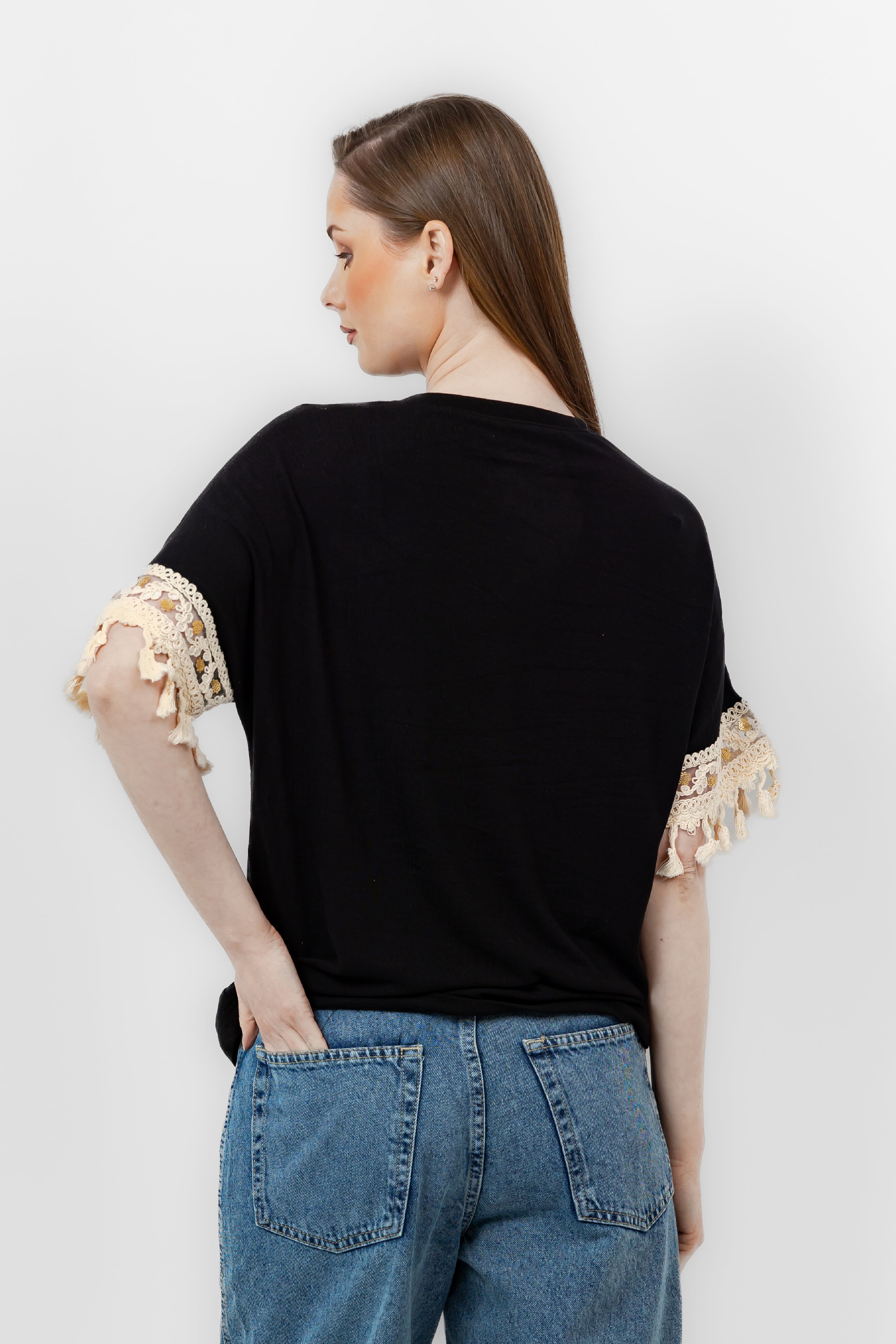 BLACK RIB SHORT SLEEVE T-SHIRT S24125